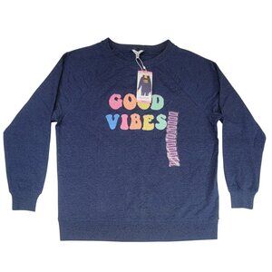 Wildfox  Sweatshirt "Good Vibes" Blue Rainbow Womens Small New with Tags